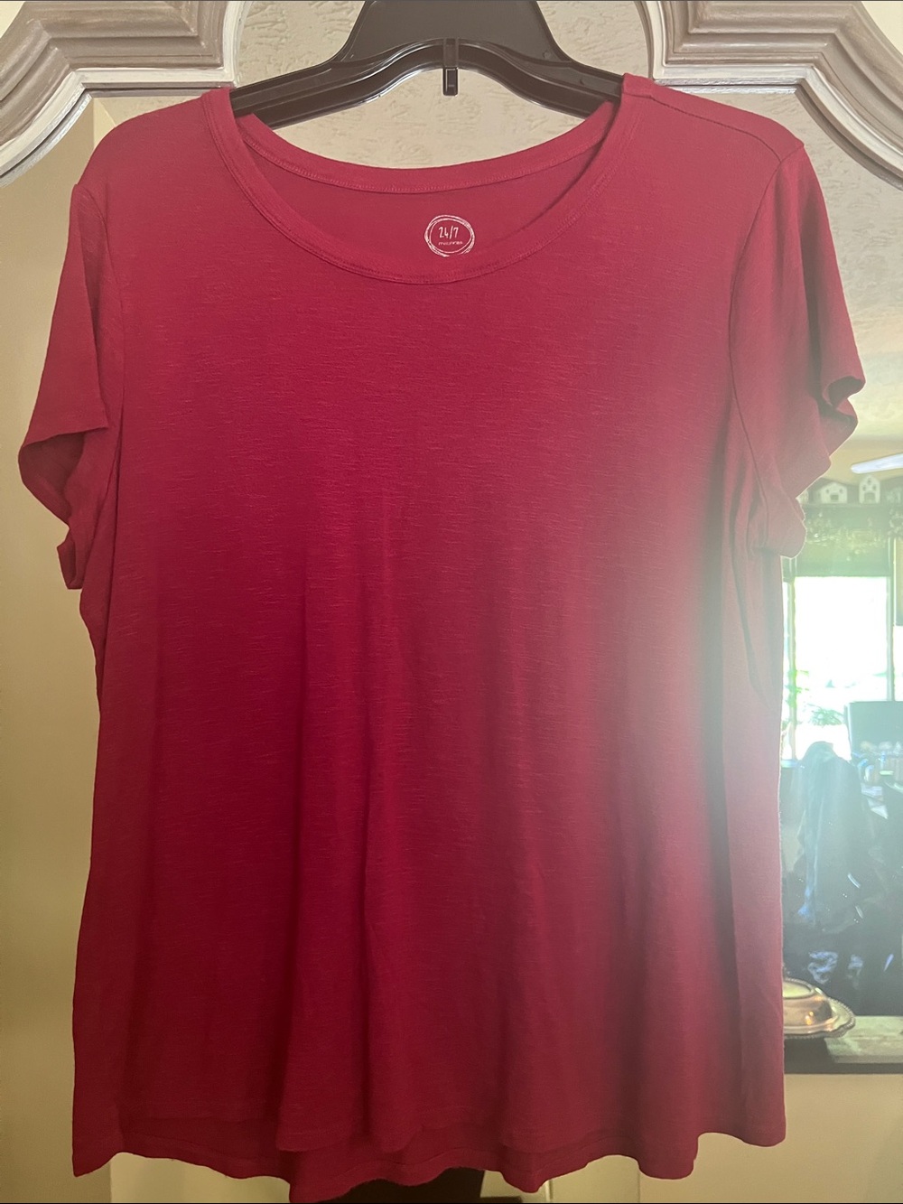 Maurices Short Sleeve Scoop Neck Tee in Deep Red